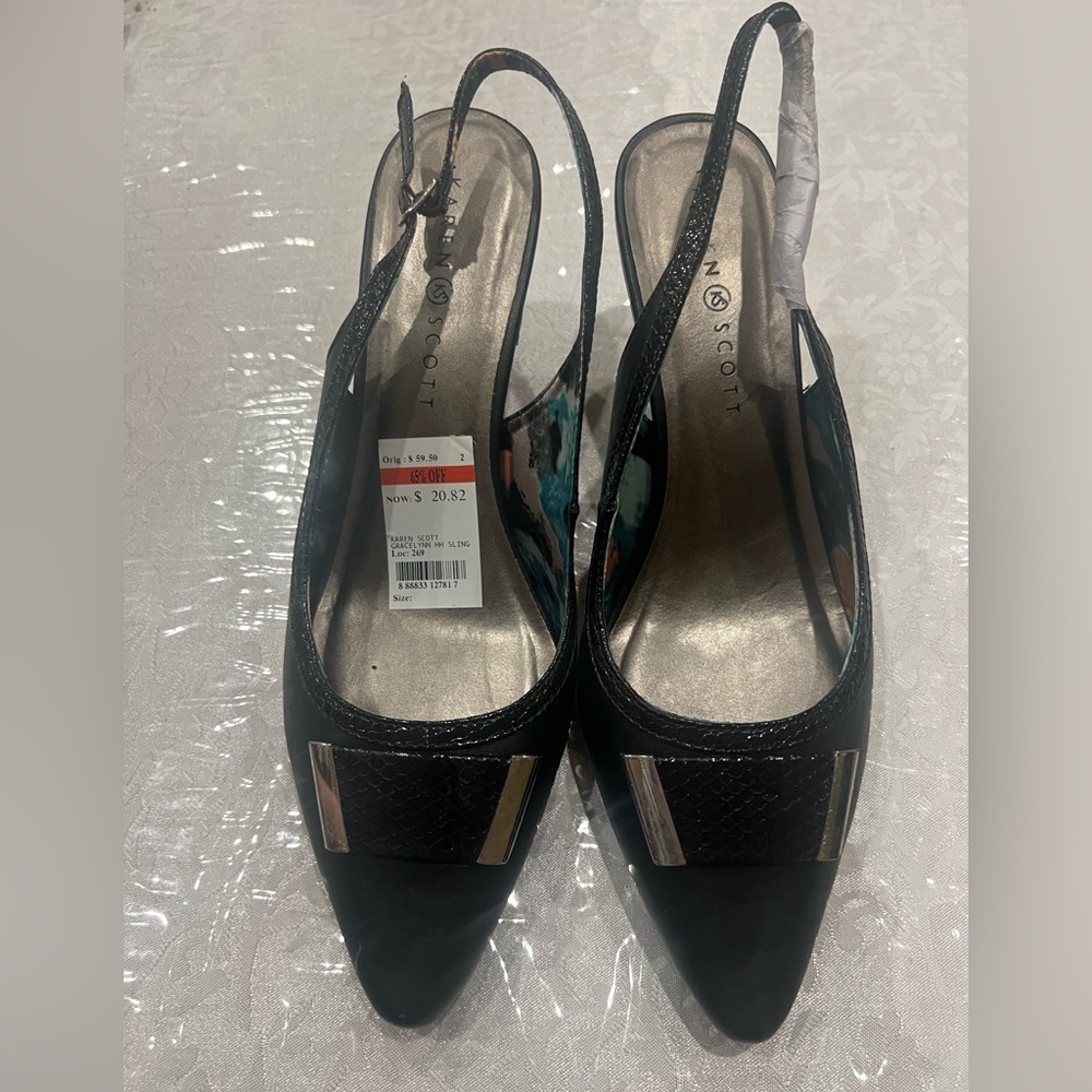 Karen Scott Black Heels Classic Slingback